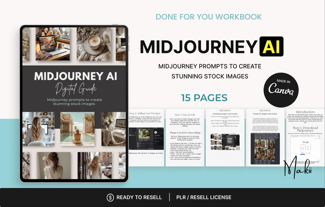 Midjourney AI Guide Ebook: Canva Template With PLR (PDF Download - Etsy