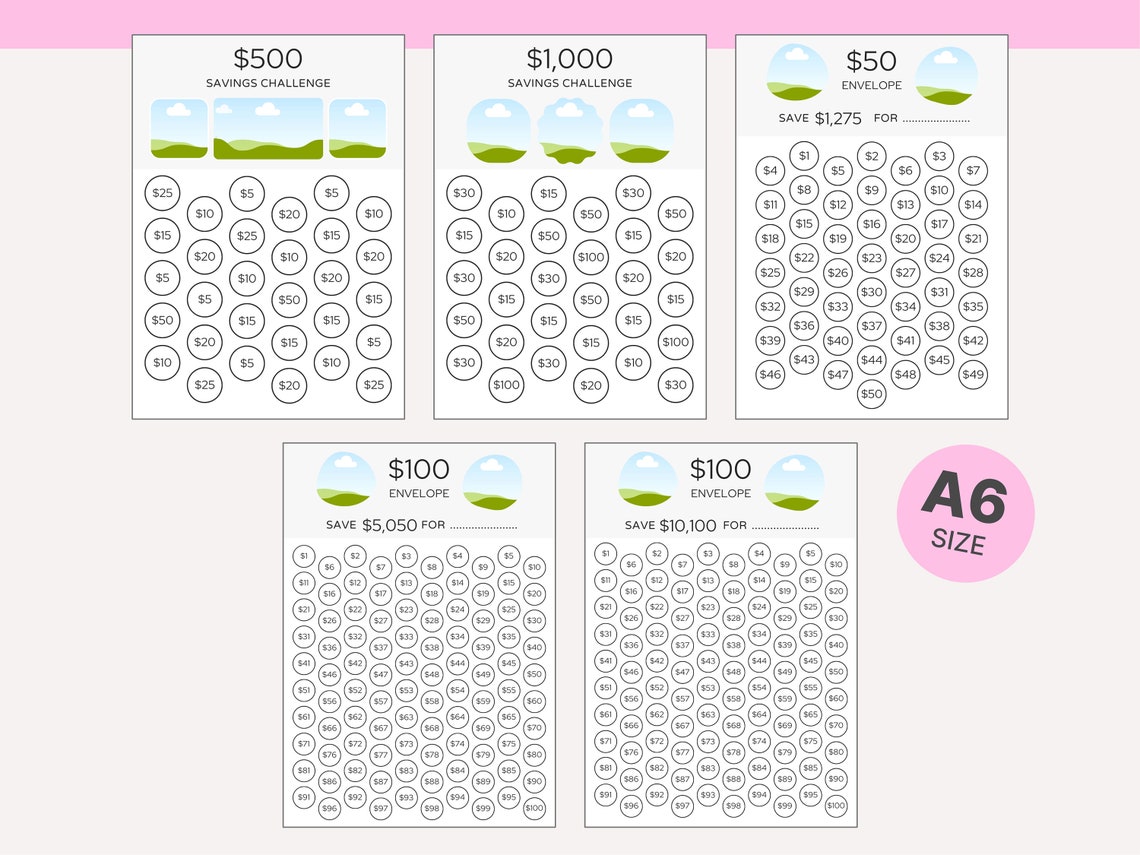 Savings Challenge Printable, Savings Tracker Bundle, Editable Template ...