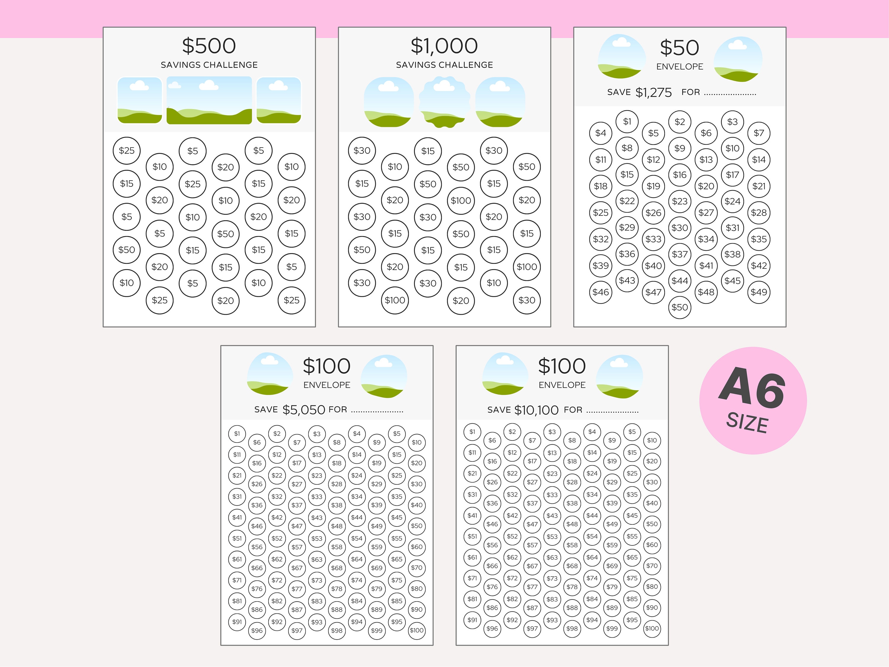 Savings Challenge Printable, Savings Tracker Bundle, Editable Template ...