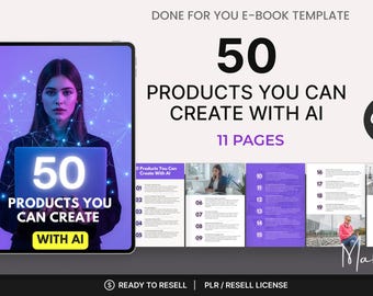 50 AI Product Ideas eBook Template Canva | PLR Digital Product Resell Rights