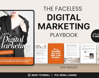 Faceless Digital Marketing Playbook | Editable Canva Ebook with PLR Rights | Build a Faceless Online Business