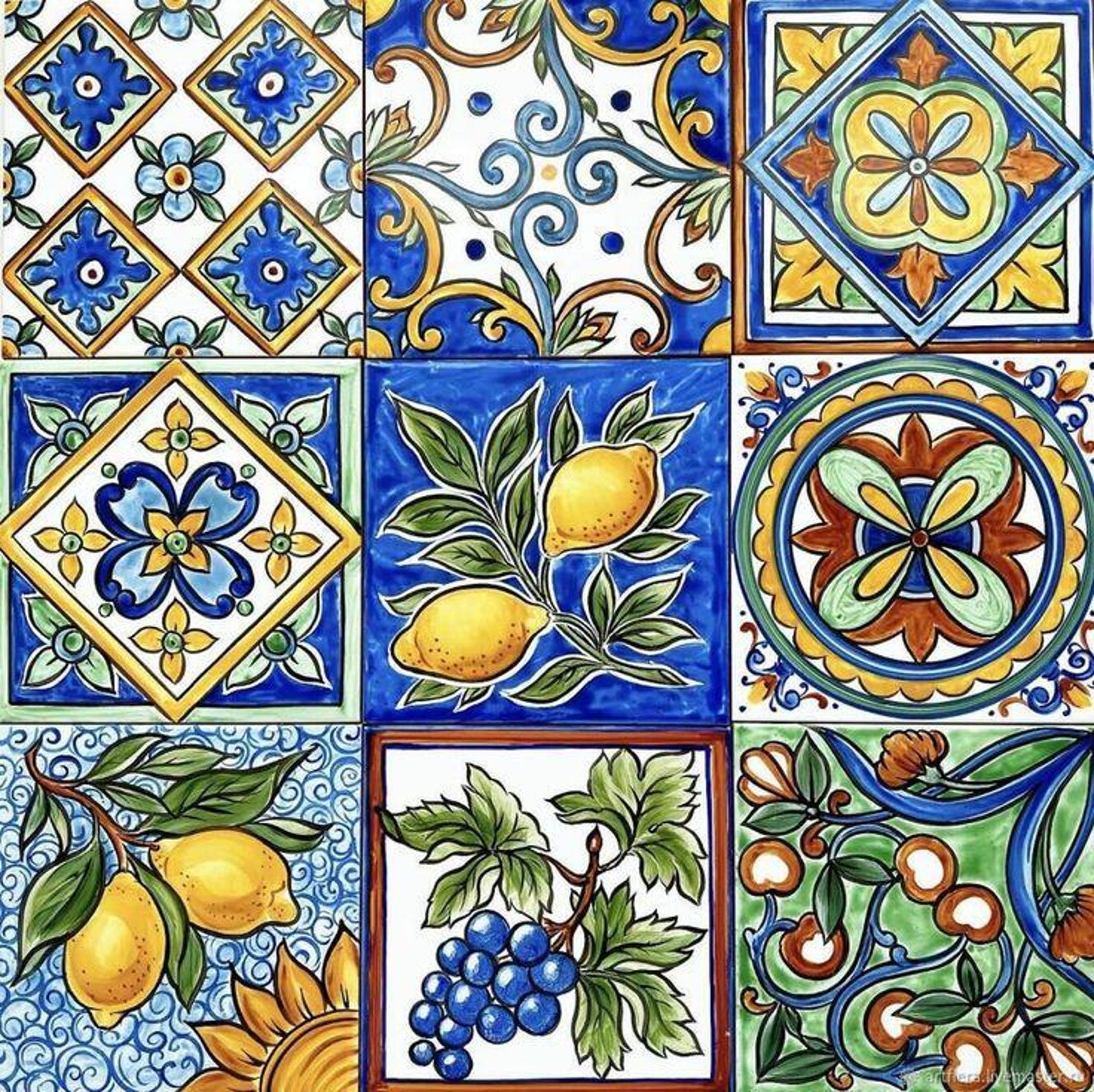 108 Pcs Azule and Talavera Pvc Foam Board Flexible Tiles. Home Decor ...
