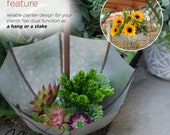 19 inches Tall Rustic Outdoor Garden Upside Down Umbrella Stake and Planter