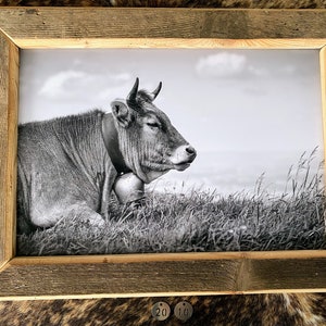 Altholzbilderrahmen Kuh Berge Alp Viehscheid Geschenk Weihnachten Chalet Ferienwohnung Deko Hotel Natur Allgäu Schweiz Heimat cows bayern Bild 1