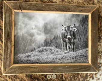 Reclaimed wood picture frame picture gift chalet holiday apartment decoration hotel nature Allgäu Switzerland home cow mountains Alp Viehscheid photography