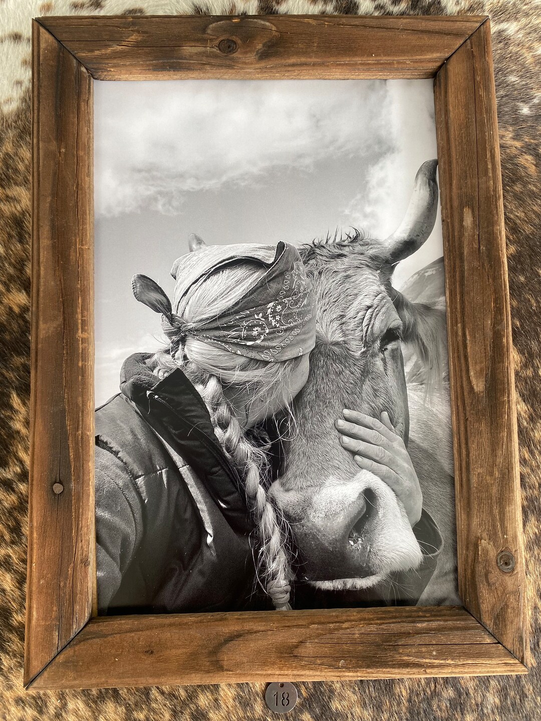 Reclaimed Wood Cow Picture Frame Picture Christmas Gift Chalet Etsy