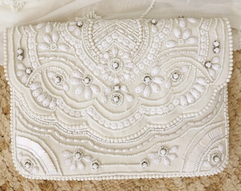 Perlen Clutch, exquisite Perlen Geldbörse, Braut Tasche, Clutch für den Hochzeitstag, Couture Braut Geldbörse, Brautdusche Geschenk, Perlen Braut Geldbörse, Verkauf.