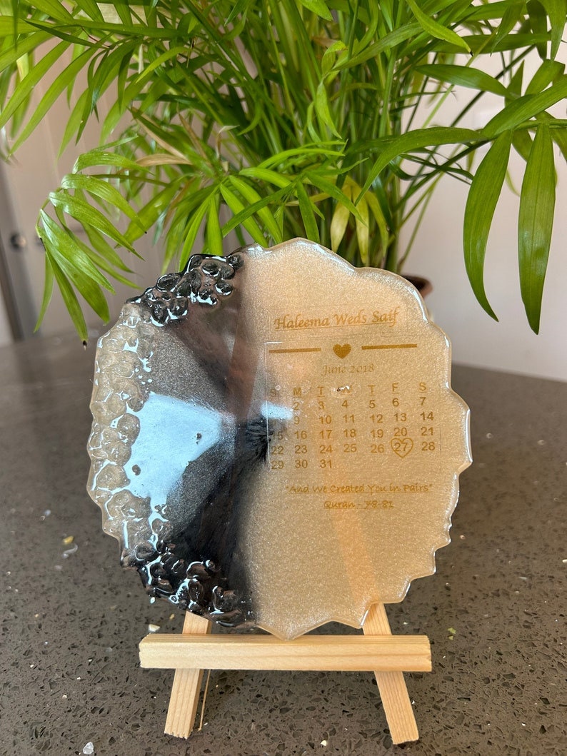 Elegant Black and Gold Epoxy Resin Calendar Frame - Customized ...