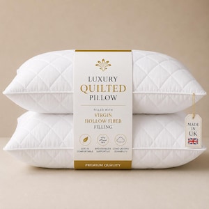 Luxury Bed Pillow Quilted, Hotel Quality Bed Pillow Soft Firm Support Hypoallergenic Breathable Microfiber Pillow Side Back Sleeper