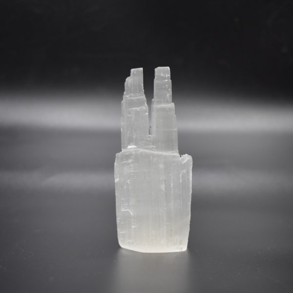 Natural White Selenite Crystal Twin Tower Cleansing Calming Tower Hand Crafted Home Décor Gift