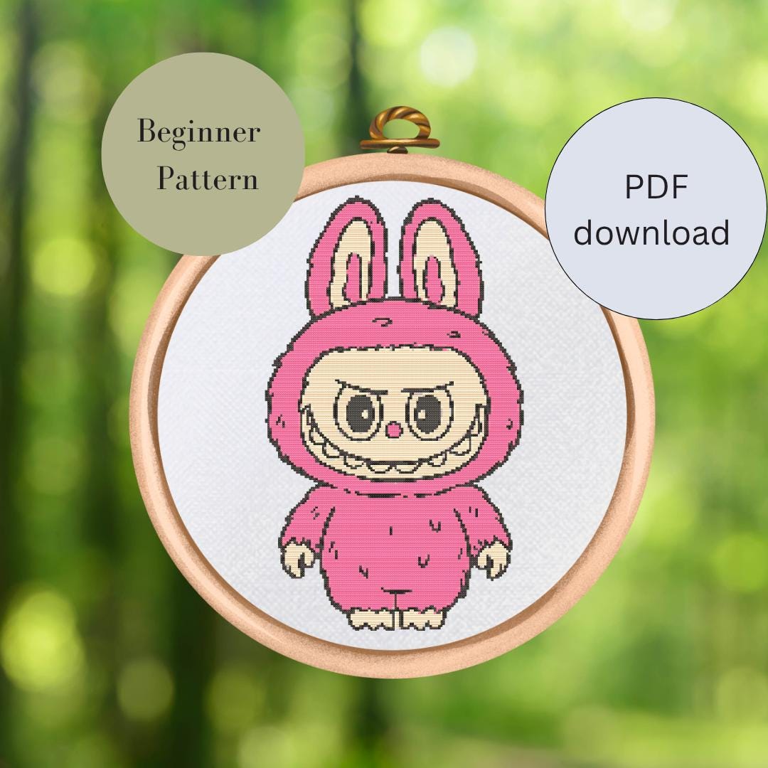 ラブブ ピンクモンスター クロスステッチパターン PDF – かわいいDIY