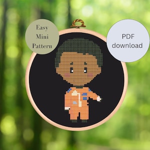 Mini Mae Jemison "Woman of the World" Cross-Stitch Pattern | Beginner friendly | 34x60 stitches | Digital Download | Very Easy Pattern