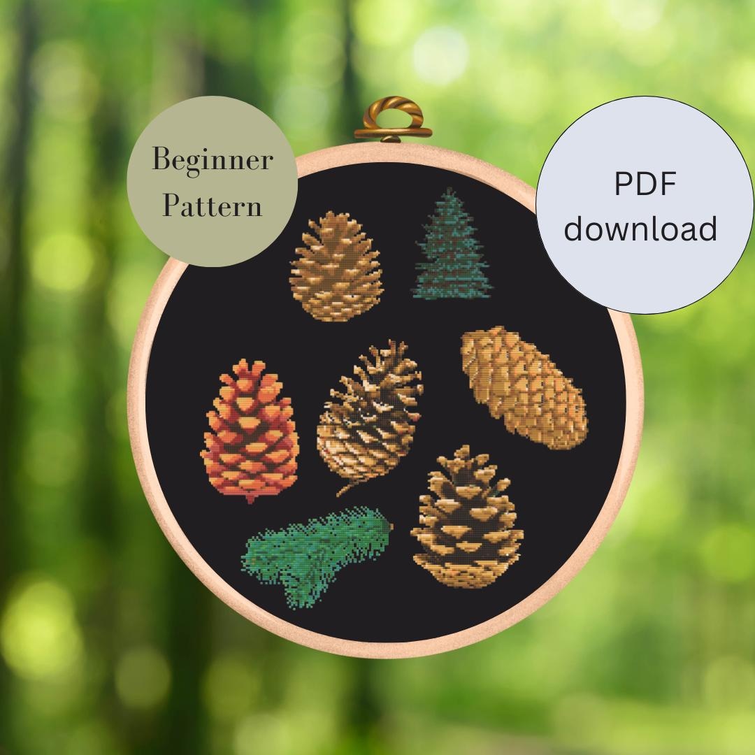 Patterns In Pinecones Mini Pine Cones Cross Stitch Pattern, Counted Pattern, Woodland ...