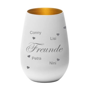 Personalisiertes Windlicht Weiß graviert mit Namen deiner Freunde, Geschenkidee für Muttertag, Windlicht mit Namen, graviertes Geschenk