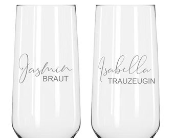 Sektglas personalisert | 2er Set oder einzeln | verschiedene Variationen | Sektglas mit Name | Sektglas für Hochzeit | Sektglas Brautjungfer