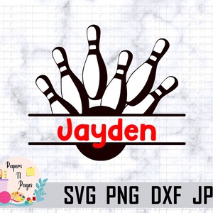 Bowlen SVG, digitale download voor Cricut, silhouet. Bowling monogram naamframe SVG-bestanden voor uw projecten