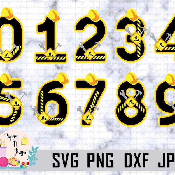 Kids Under Construction Theme Number toppers SVG Files, Construction Themed birthday Party.