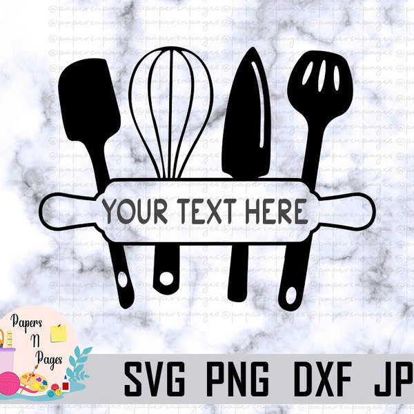 Cooking Split Frame SVG, Kitchen SVG, Baking Monogram , Digital Download for Cricut, Silhouette(svg/png/dxf/jpg files), Cooking tools