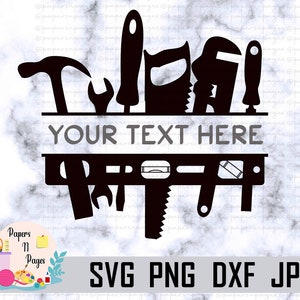 Handwerk Split Frame SVG, Handyman Werkzeuge SVG, Handwerker Monogramm, Digital Download für Cricut, Silhouette (svg/png/dxf/jpg-Dateien)