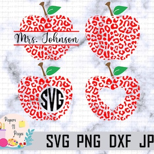 Apple SVG Bundle, Apple Name Frame SVG, Teacher SVG, Apple Monogram Digital Download for Cricut, Silhouette(svg/png/dxf/jpg files)