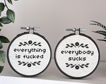 Everybody Sucks - 2 Cross Stitch Patterns, Both Included! - PDF Download