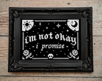I'm Not Okay (I Promise) - Cross Stitch Pattern - PDF Download - My Chemical Romance, Ouija Board