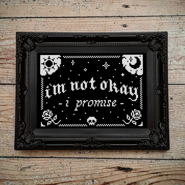 I'm Not Okay (I Promise) - Cross Stitch Pattern - PDF Download - My Chemical Romance, Ouija Board