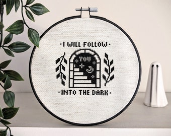 I Will Follow You Into The Dark - Cross Stitch Pattern - PDF Download - Traditional Tattoo
