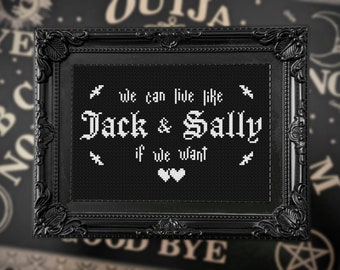 We Can Live Like Jack and Sally If We Want - Cross Stitch Pattern - PDF Download - Blink 182