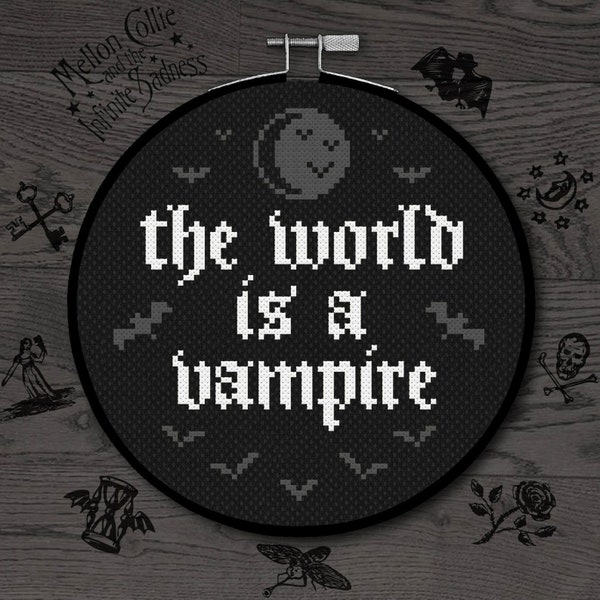 The World is a Vampire - Cross Stitch Pattern - PDF Download - Bullet with Butterfly Wings