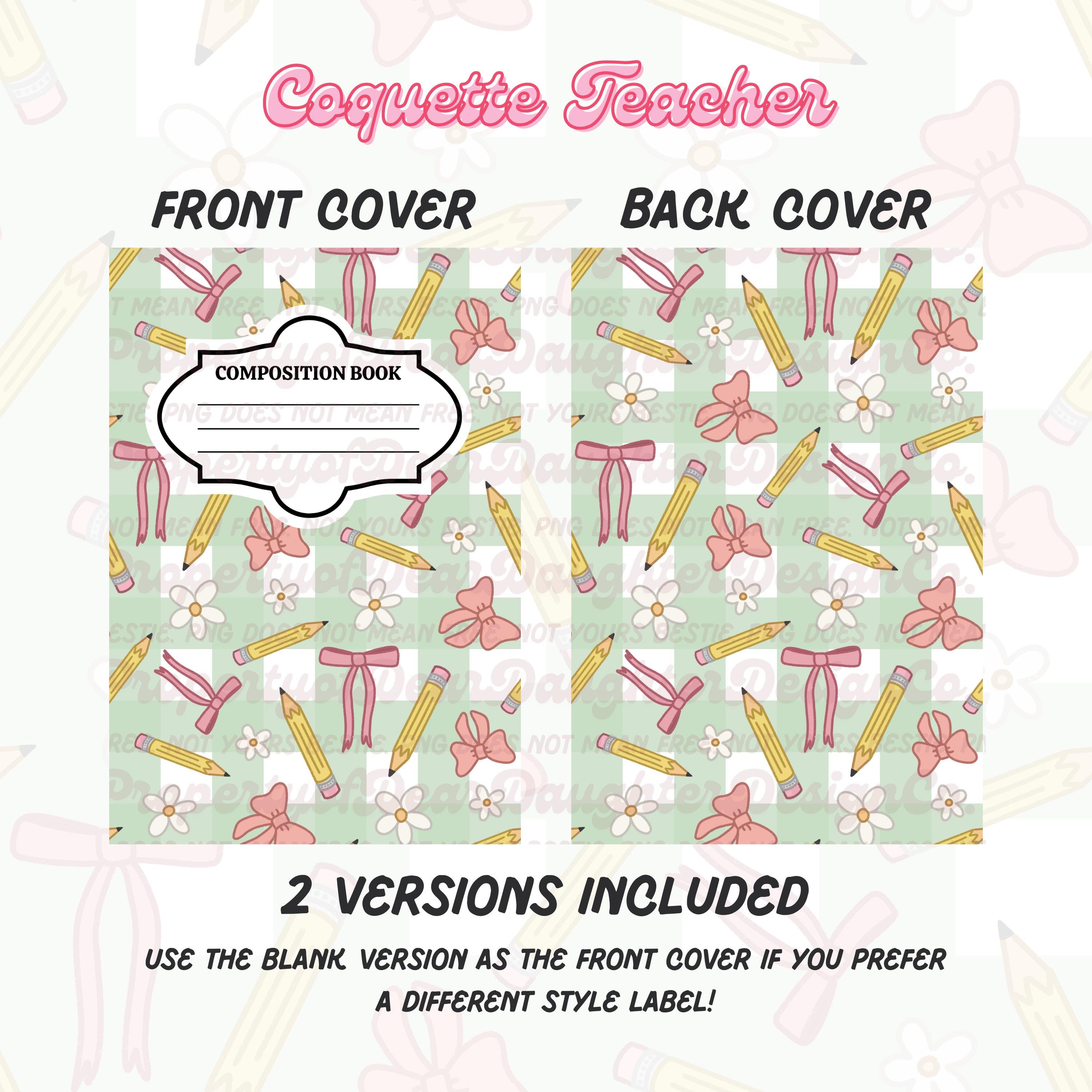 Preppy Composition Note Preppy Composition Notebook Cover PNG | Coquette Composition Notebook ...