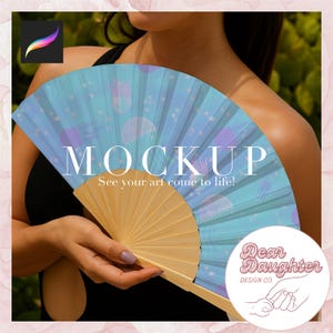 Ladies Hand Fan Procreate Mockup l Japanese Hand Fan Mockup for Procreate l Procreate Mock-ups | Hand Fan Wedding Mockup Surface Patterns