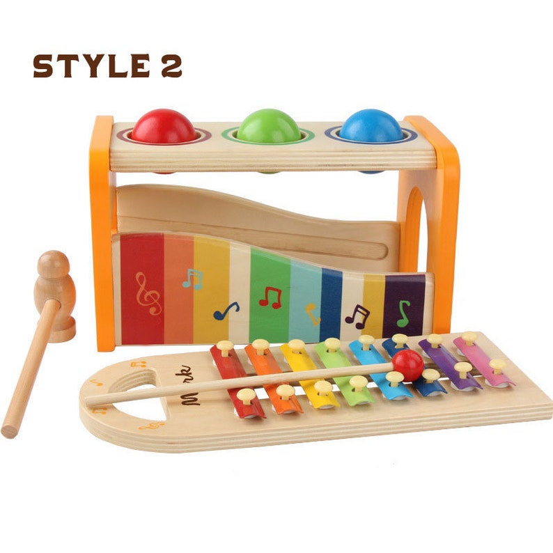 Personalized Montessori Pile Table, Wooden Percussion Toys, Percussion Ball Table, Xylophone
