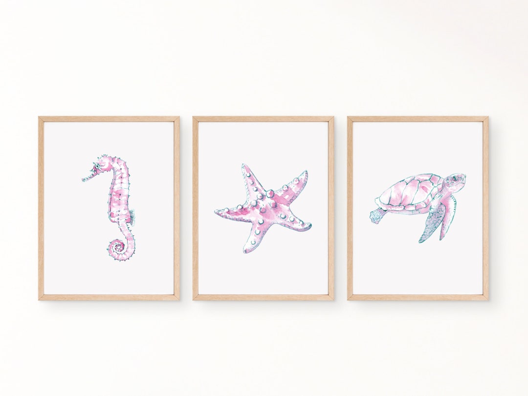 Ocean Nursery Prints • Under the Sea Nursery Wall Art • Pink Girls Room ...