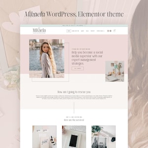 Mikaela | WordPress website template | Elementor pro templates kit | Feminine WordPress website