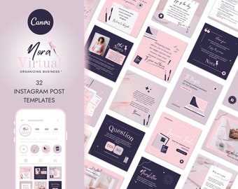 Nora | Instagram post templates Canva | Editable instagram post | Virtual Assistant | Coach | Social Media | Services | Small business