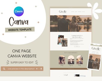 Giselle | Canva website template for Photographers | Feminine Canva website | Photography one page