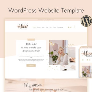 Alice | WordPress website template | Elementor pro templates kit | Feminine WordPress website