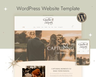 Giselle | WordPress website template | Elementor pro templates kit | Photography WordPress website