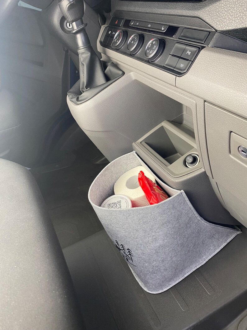 VW Grand California Crafter MAN TGE Cockpit felt bag in light gray storage for a lot of things in everyday life and when traveling NEW image 8