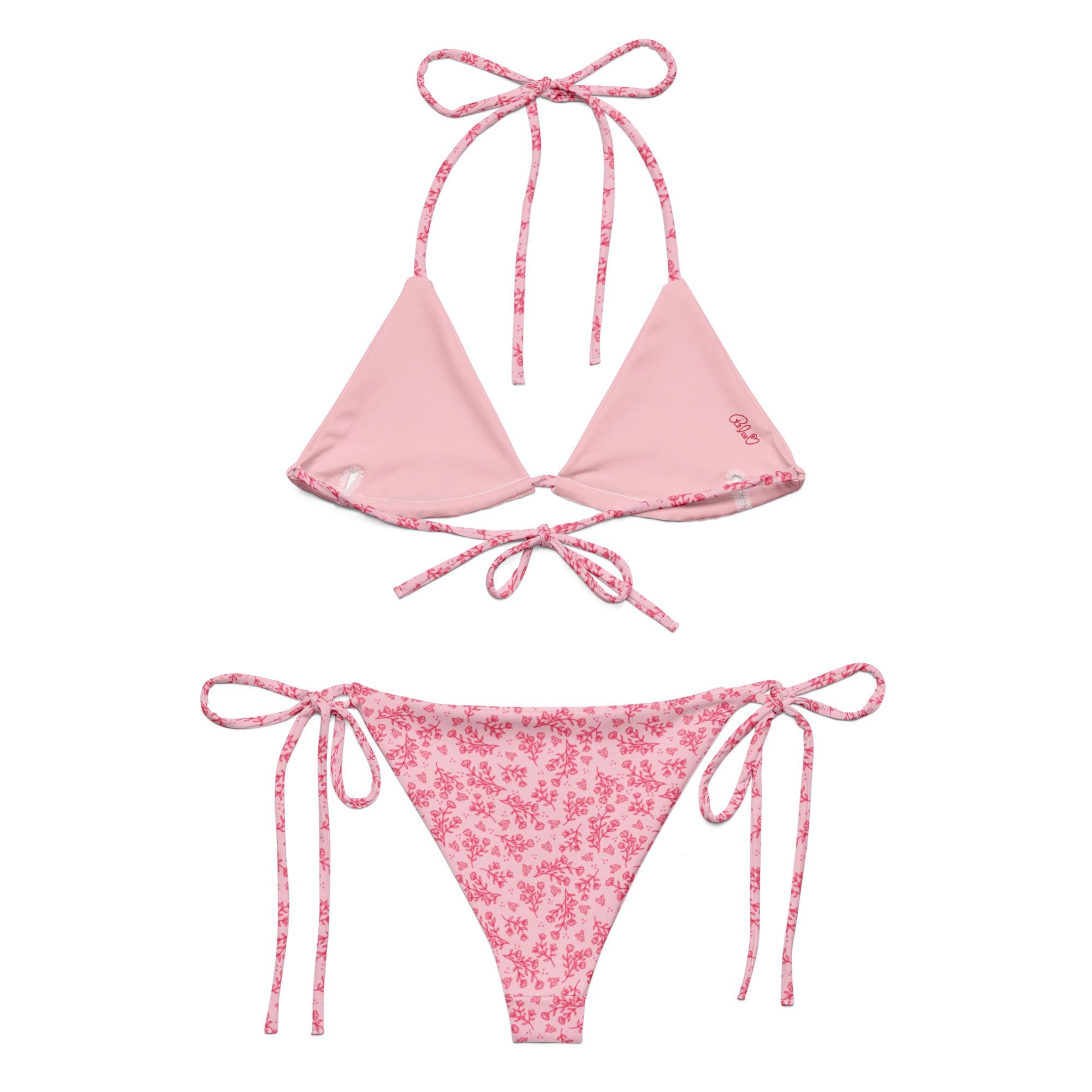 Pink Floral String Bikini • Women’s Swimwear • Sweetheart • Spring ...