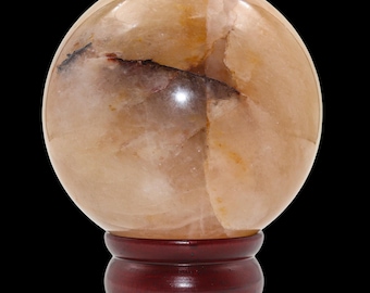 Esfera de Cristal de Quartzo Dourado Polido: Pedra de Cura Espiritual (100 mm)