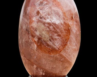 Lingam de cristal de cuarzo fuego pulido: Piedra de meditación para la alineación de chakras (145 mm)
