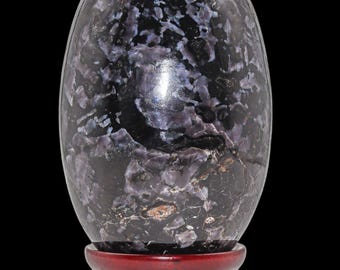 Piedra Lingam de Gabro Índigo: Estatua de cristal curativo de 110 mm