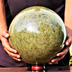 250MM Green Vesuvianite Sphere: Chakra Balancing Crystal