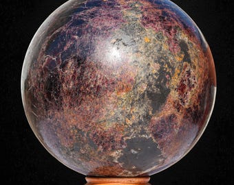 Esfera de piedra granate roja pulida de 185 mm, cristal metafísico