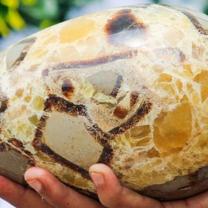 Grande uovo di pietra settaria (180 mm): cristallo metafisico per la purificazione dell&#39;aura