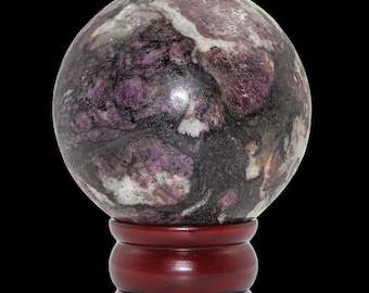 Natural Ruby Corundum In Biotite Sphere: Metaphysical Crystal Meditation Stone 95MM
