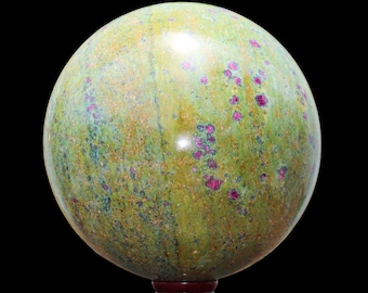 Esfera de cristal de fucsita rubí pulida: Piedra para la sanación de los chakras (225 mm)