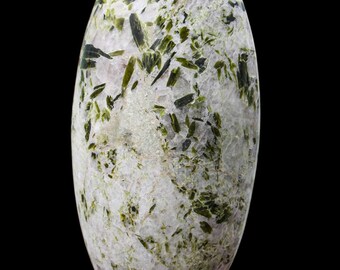 Piedra Lingam de cristal de garnierita de 410 mm, piedra lunar de olivino para curación: